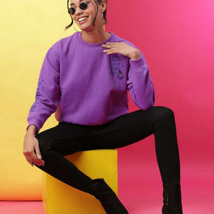 Women's Back Printed Regular Fit Sweatshirt