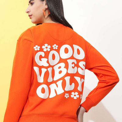 Women's Back Printed Regular Fit Sweatshirt