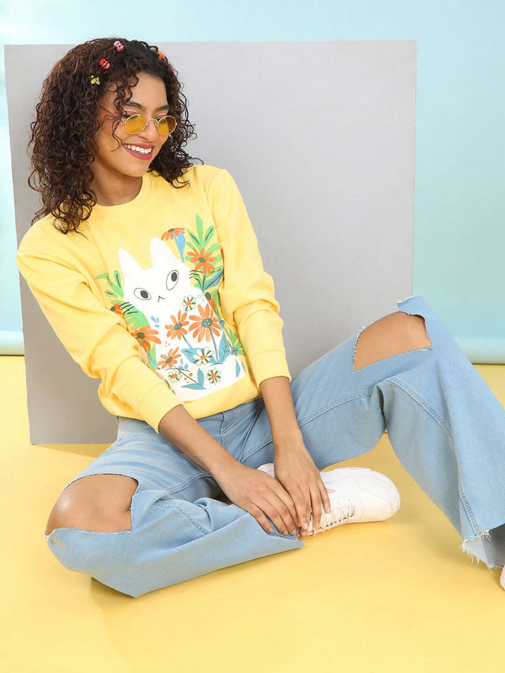 Women's Printed Regular Fit Sweatshirt