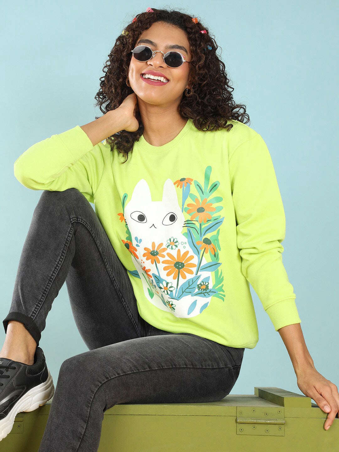 Women's Printed Regular Fit Sweatshirt