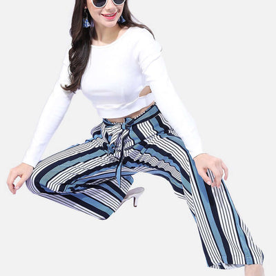 Women Striped Flare Pant