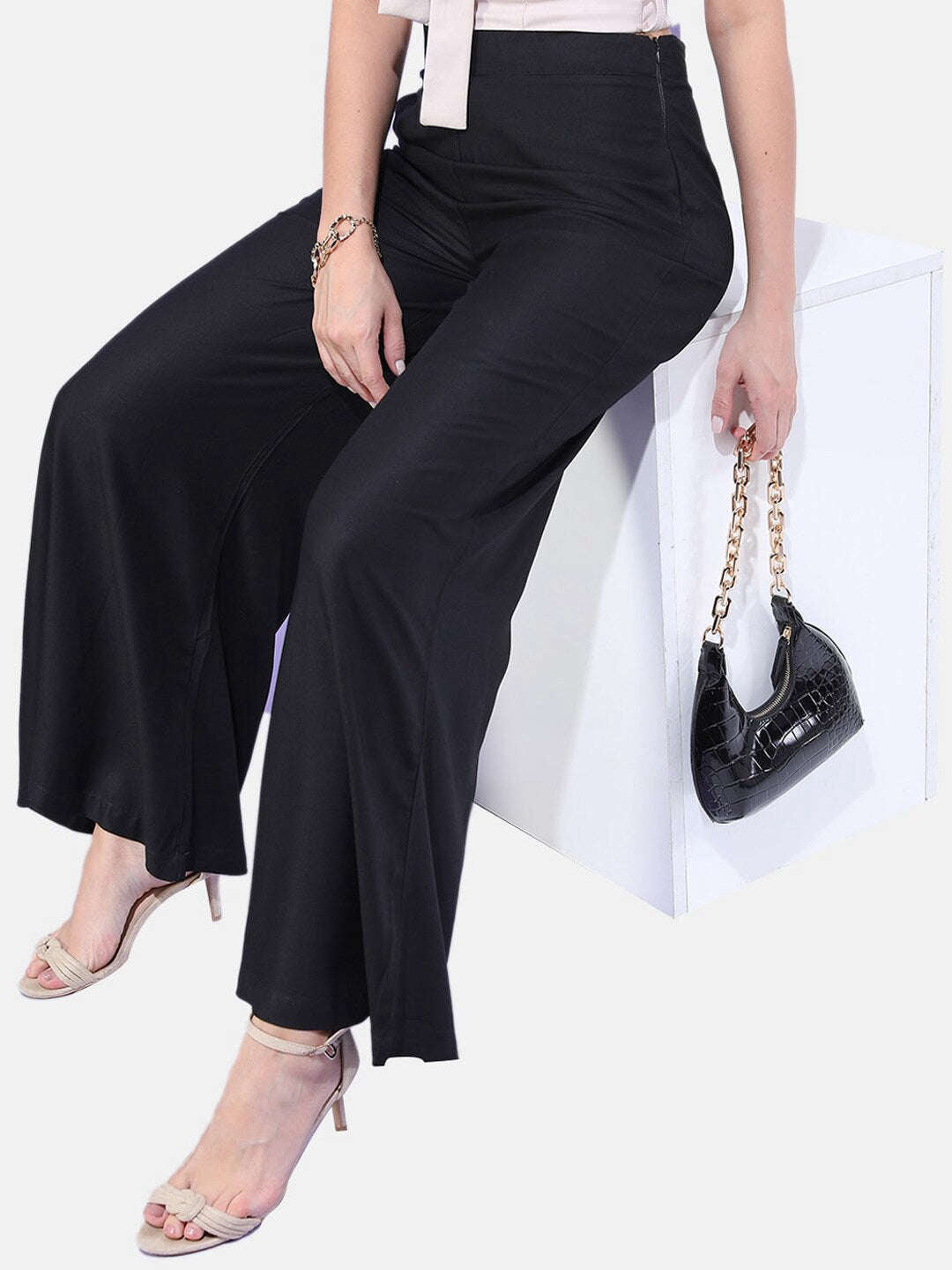 Women Solid Wide Leg Pant