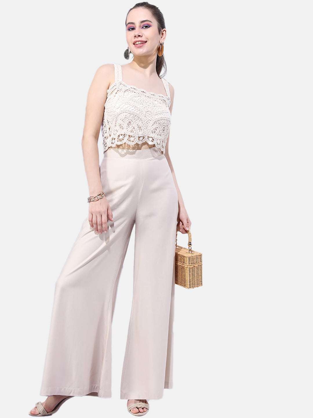 Women Solid Wide Leg Pant