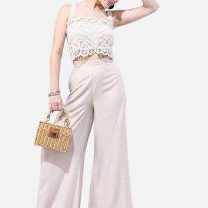 Women Solid Wide Leg Pant
