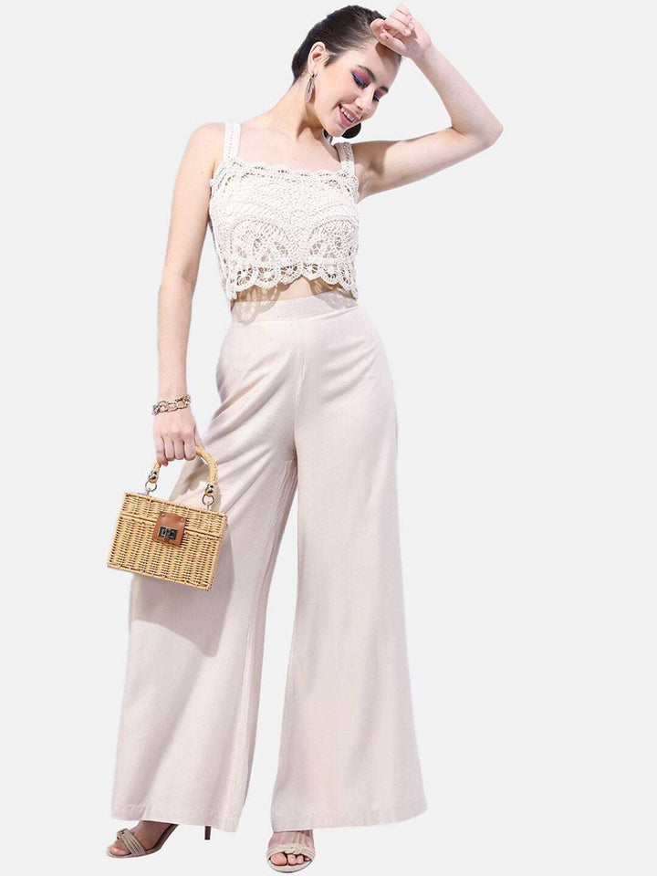 Women Solid Wide Leg Pant