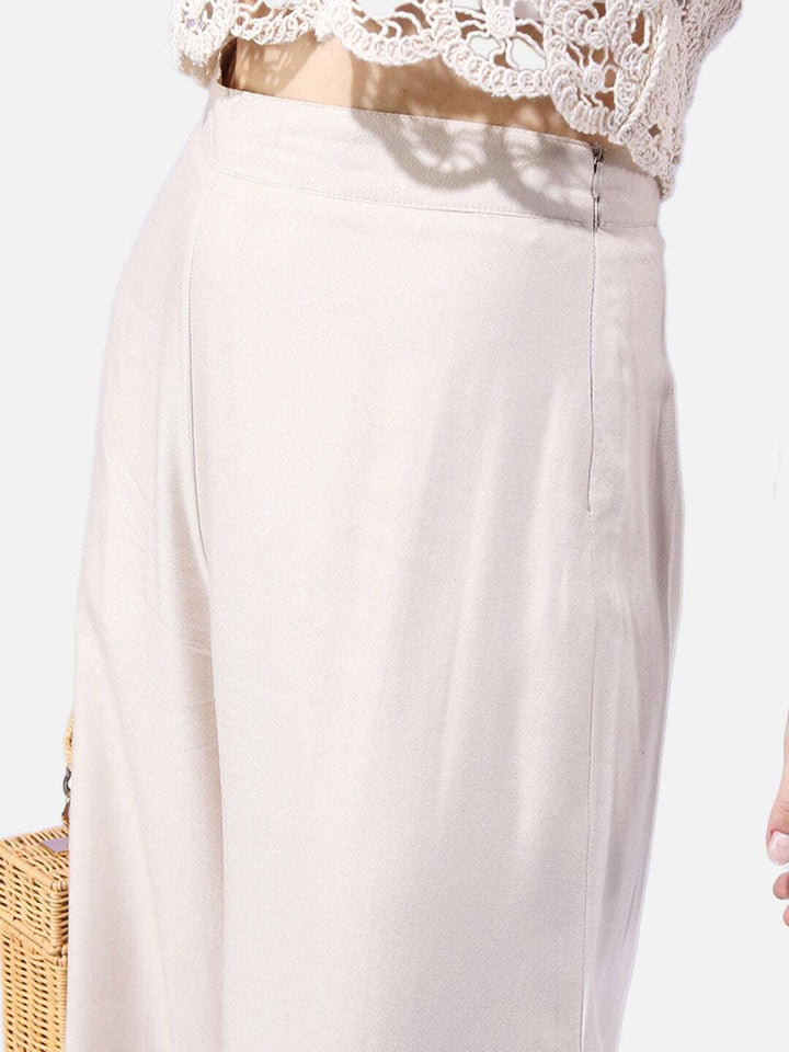 Women Solid Wide Leg Pant