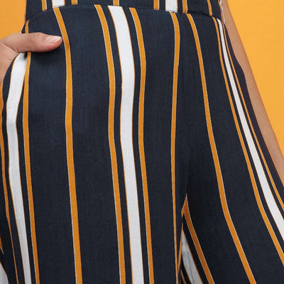 Women Striped Wide Leg Pant