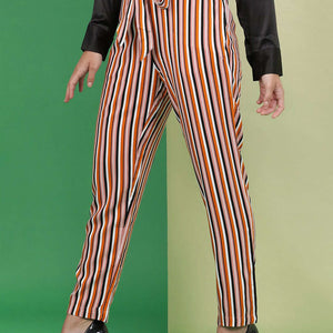 Women Striped Tapered Pant