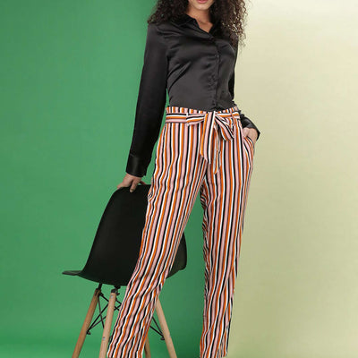 Women Striped Tapered Pant