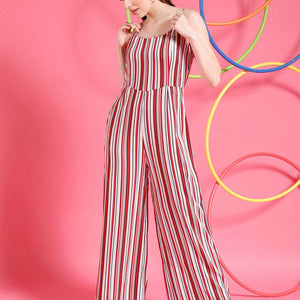 Women Strappy Striped Jumpsuit