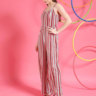 Women Strappy Striped Jumpsuit