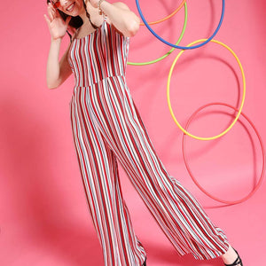Women Strappy Striped Jumpsuit