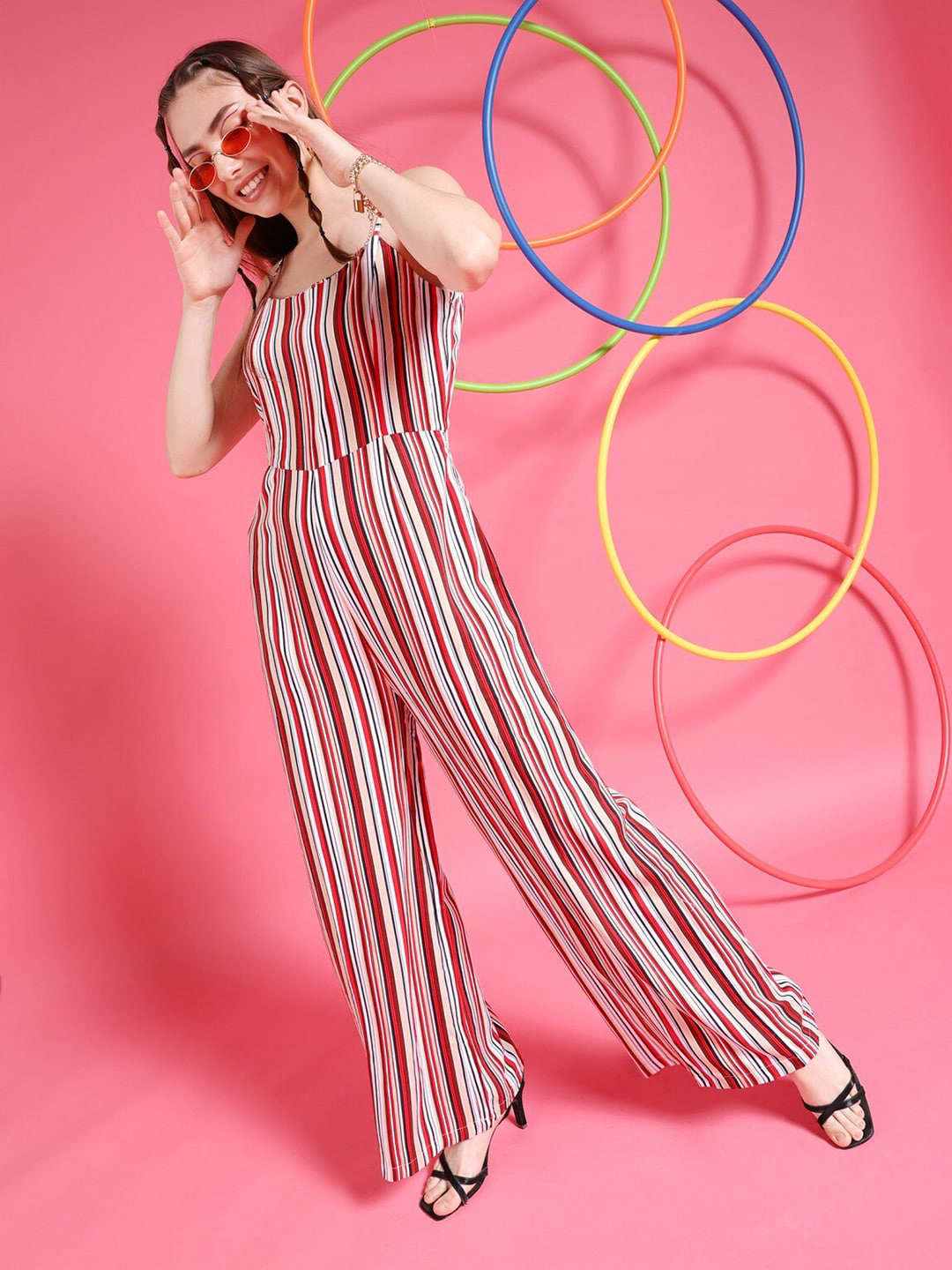 Women Strappy Striped Jumpsuit