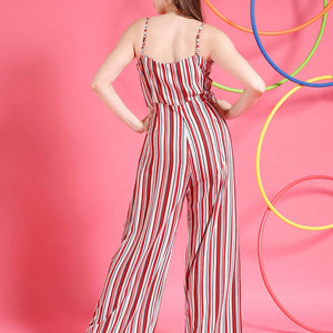 Women Strappy Striped Jumpsuit