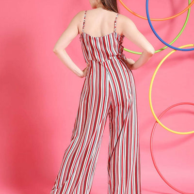 Women Strappy Striped Jumpsuit