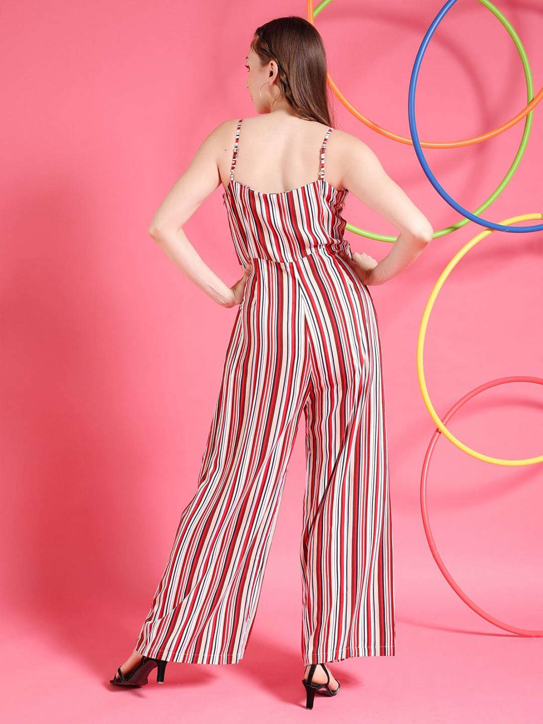 Women Strappy Striped Jumpsuit