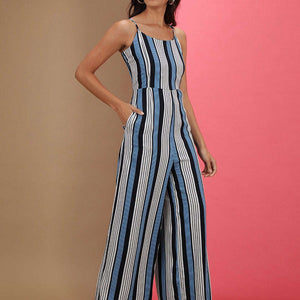 Women Strappy Striped Jumpsuit