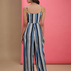 Women Strappy Striped Jumpsuit