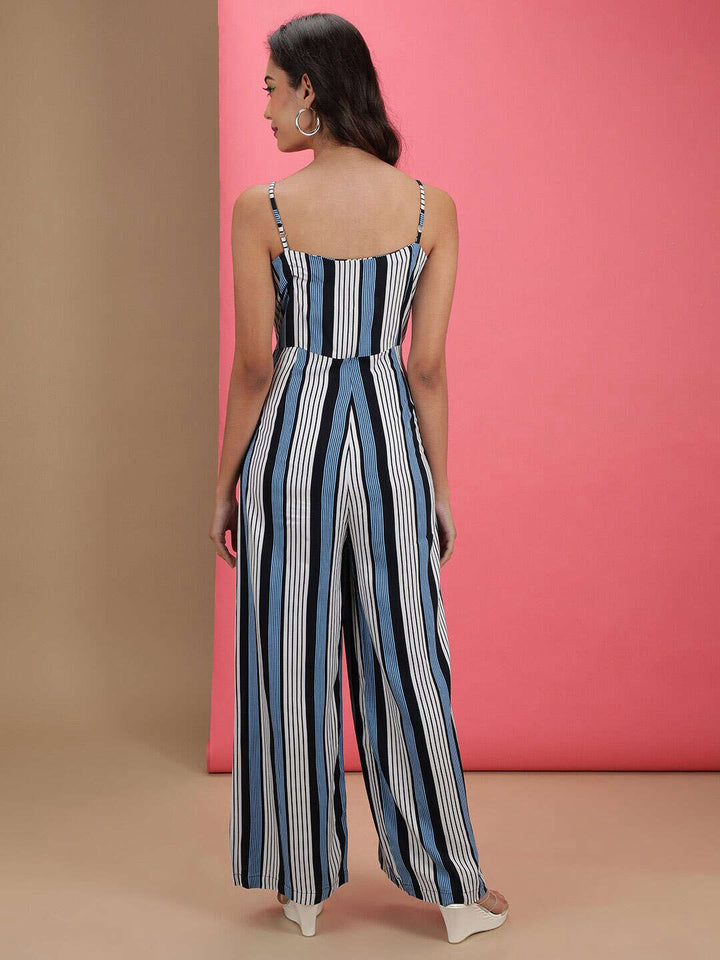 Women Strappy Striped Jumpsuit