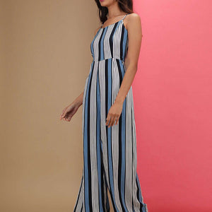 Women Strappy Striped Jumpsuit