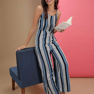 Women Strappy Striped Jumpsuit