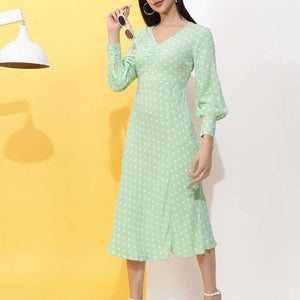 Women V Neck Polka Dot Dress