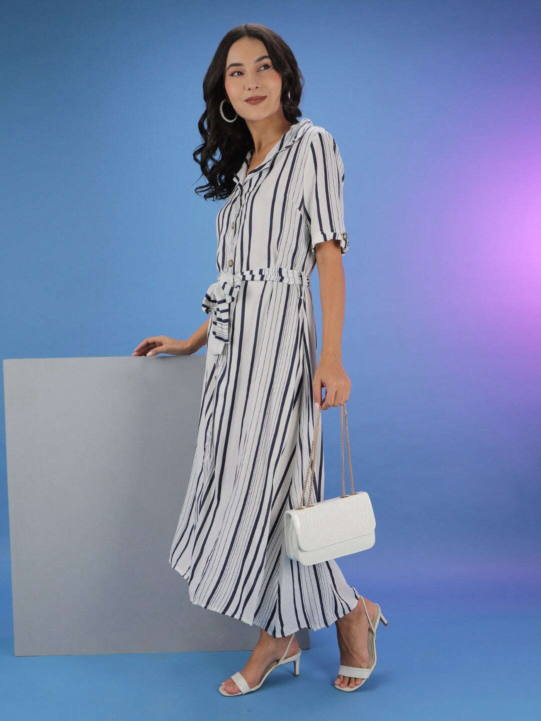 Women Striped Sheath Dress