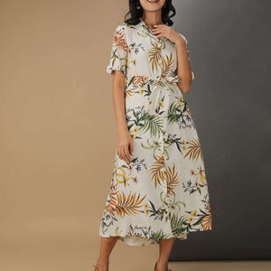 Women Tropical Printed Sheath Dress