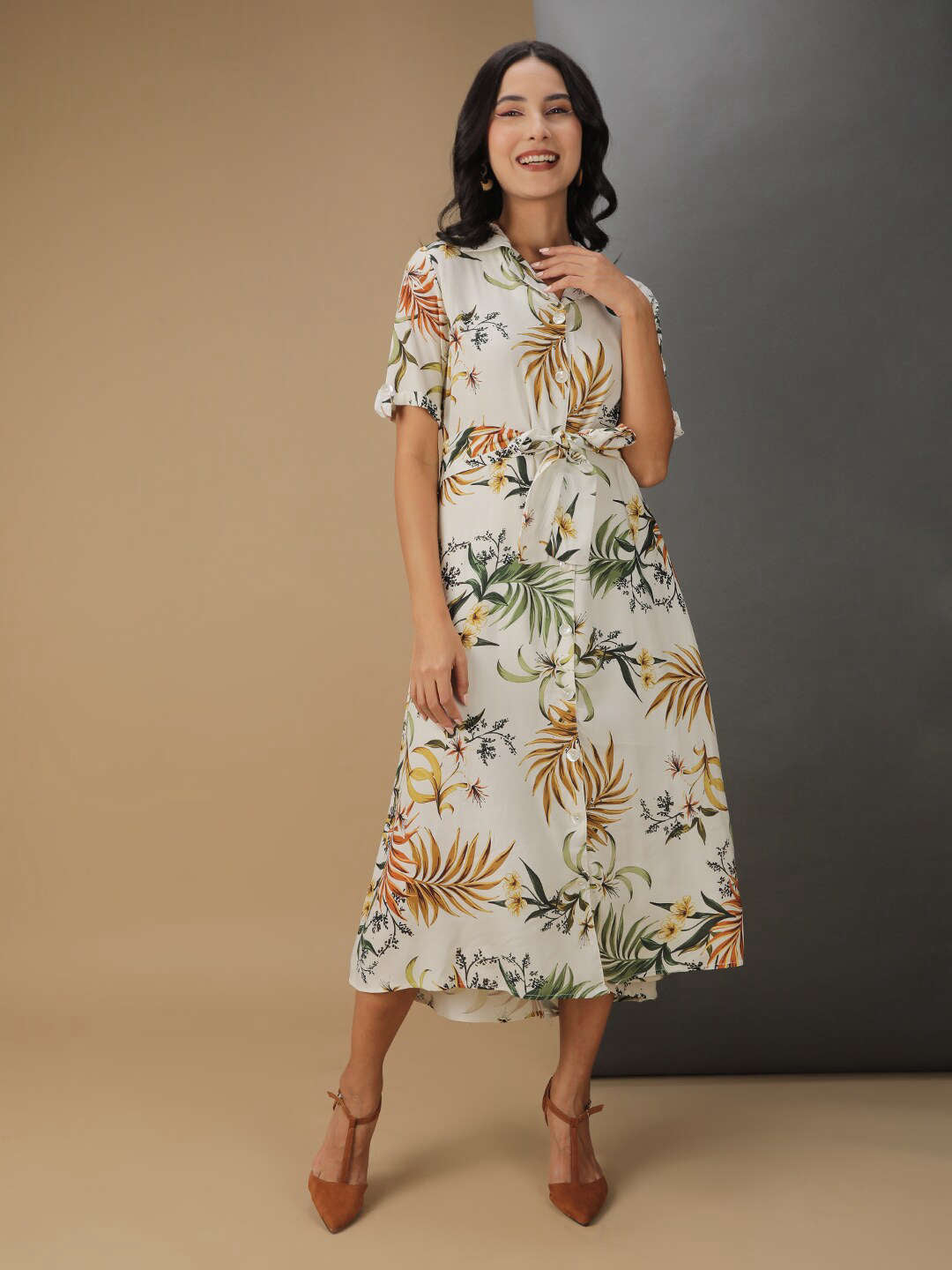 Women Tropical Printed Sheath Dress