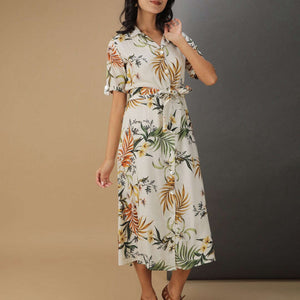 Women Tropical Printed Sheath Dress