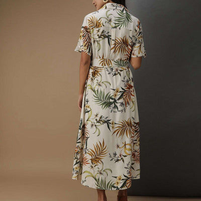 Women Tropical Printed Sheath Dress