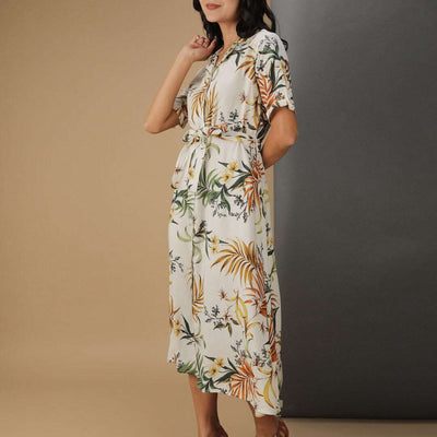 Women Tropical Printed Sheath Dress