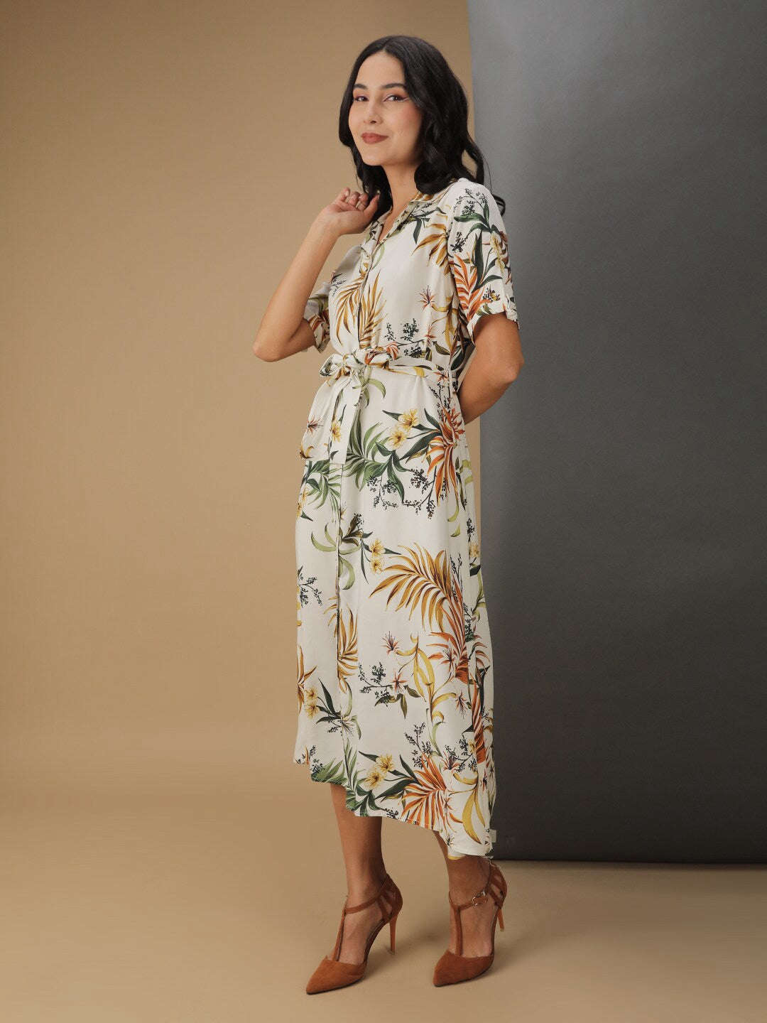Women Tropical Printed Sheath Dress