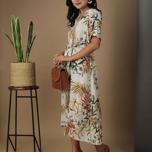 Women Tropical Printed Sheath Dress