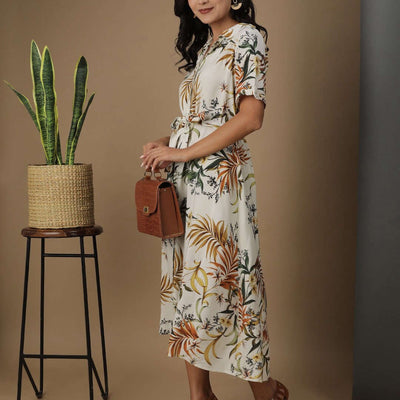 Women Tropical Printed Sheath Dress