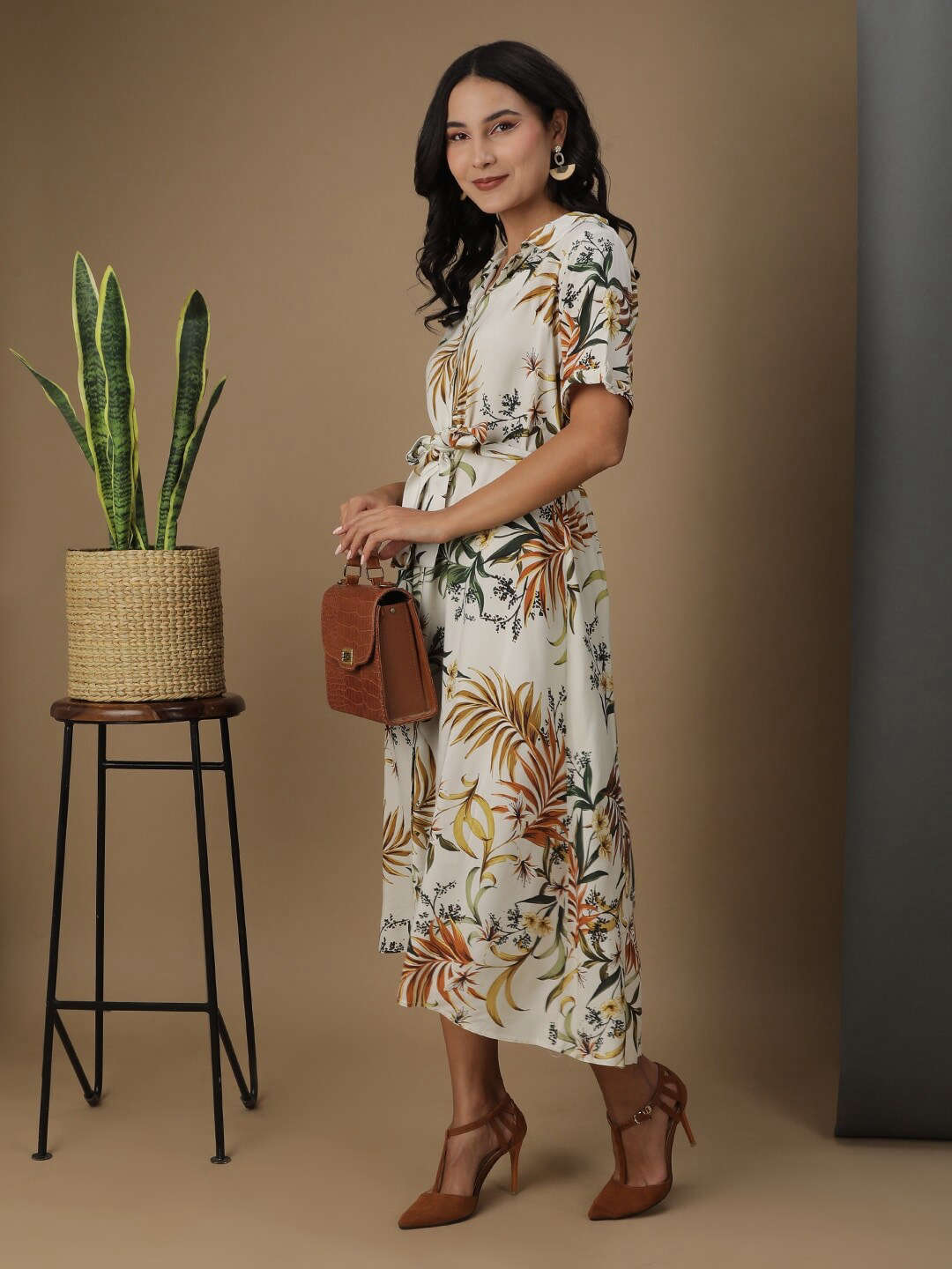 Women Tropical Printed Sheath Dress