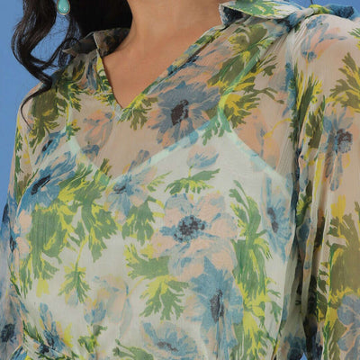 Women Tropical Printed Flare Maxi Dress