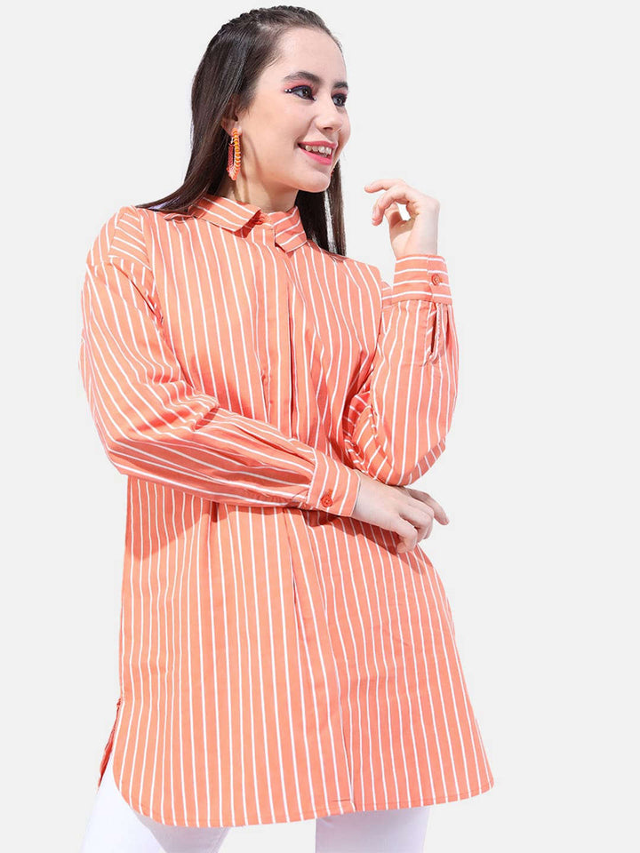 Women Striped Oversized Shirt