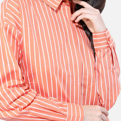 Women Striped Oversized Shirt