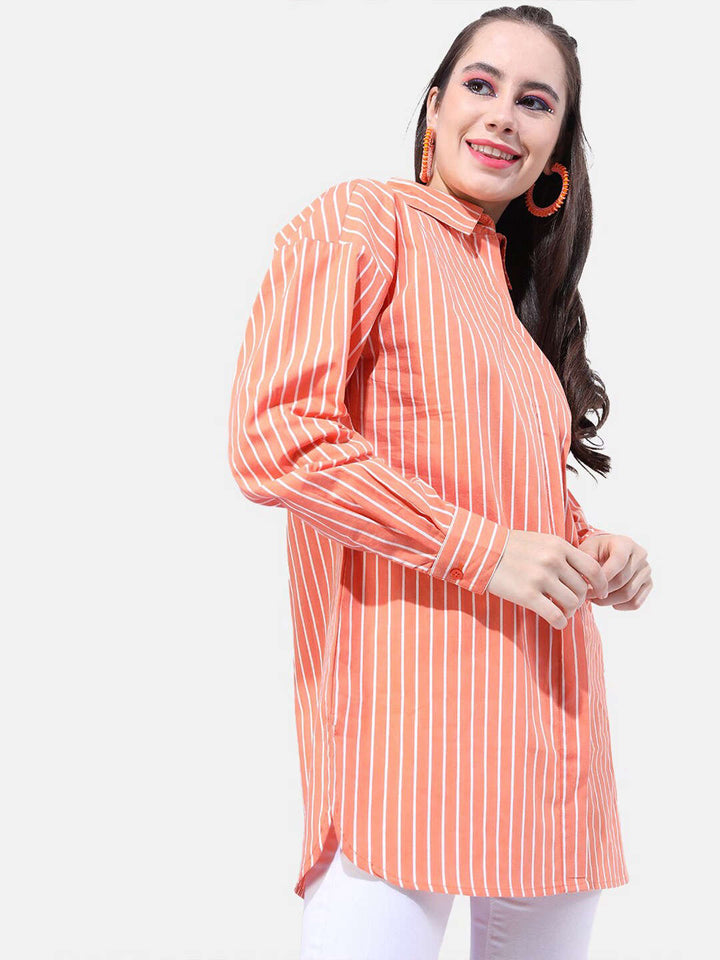 Women Striped Oversized Shirt