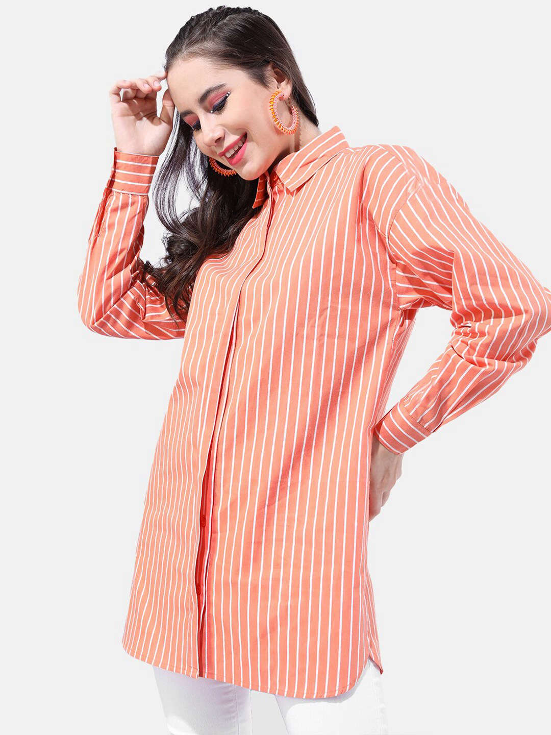 Women Striped Oversized Shirt