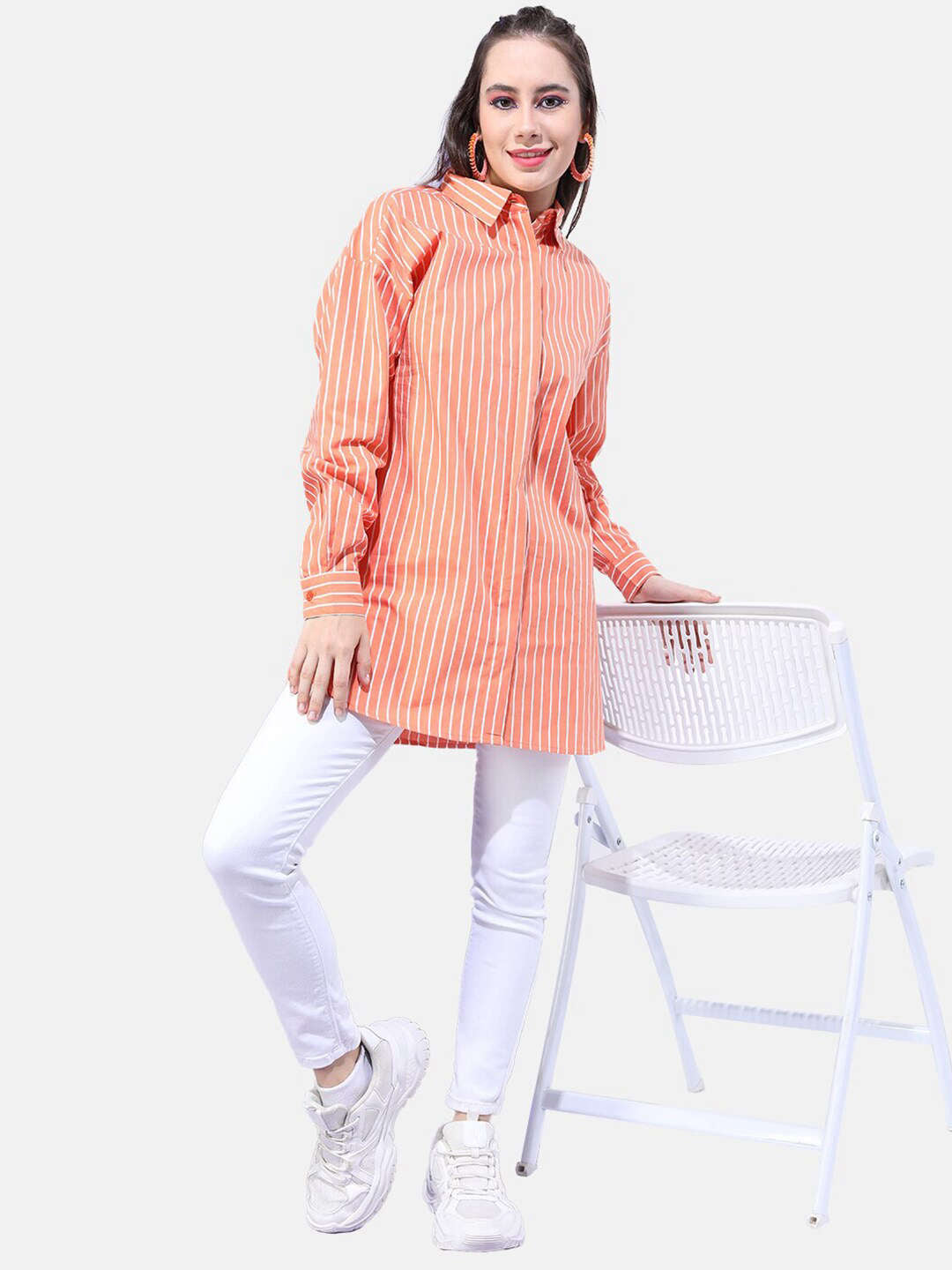 Women Striped Oversized Shirt