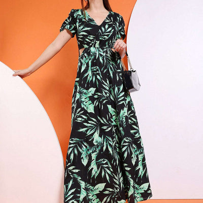 Women Waist Cut Out Long Dress