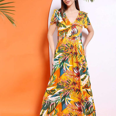 Women Waist Cut Out Long Dress