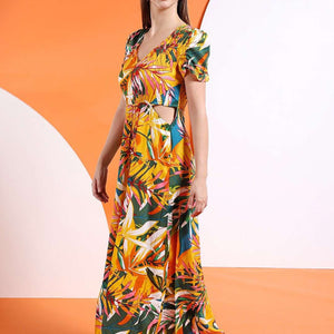 Women Waist Cut Out Long Dress