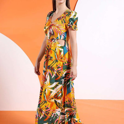 Women Waist Cut Out Long Dress