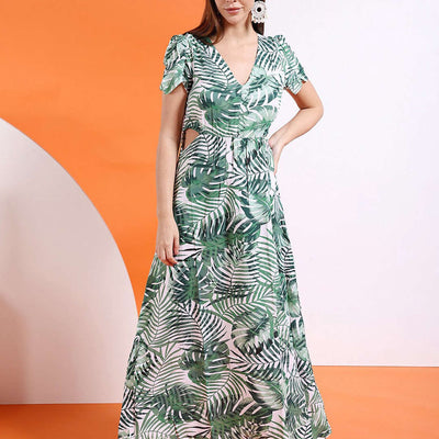 Women Waist Cut Out Long Dress