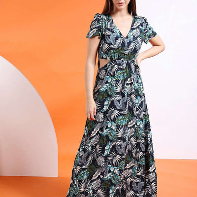 Women Waist Cut Out Long Dress