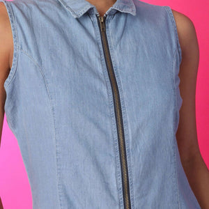 Women Tiered Denim Flare Dress