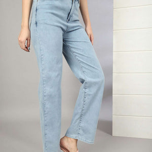 Women Wide Leg Jeans With Tie N Dye Detail